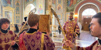 Епископ Мефодий совершил Литургию Преждеосвященных Даров в день первого и второго обре́тения главы Иоанна Предтечи - Альметьевская Епархия